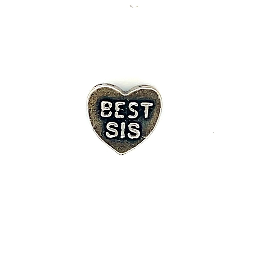 Silver 925 Heart-Shaped 'Best Sis'‎ Charm